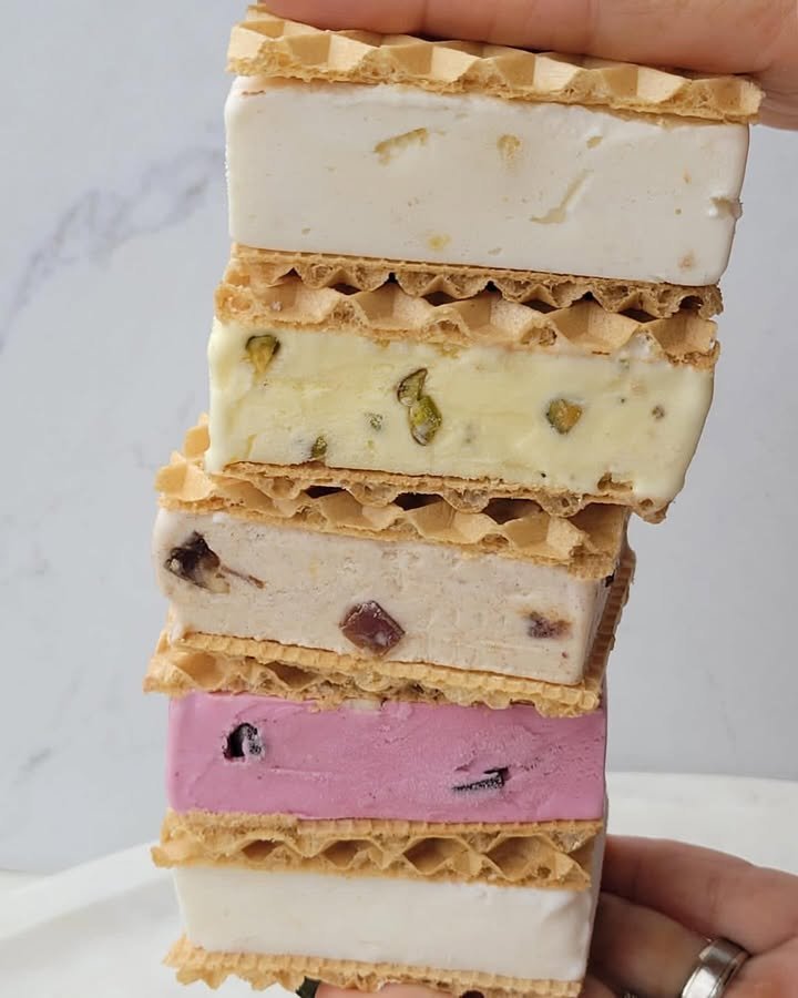 Stacked Persian ice cream sandwiches