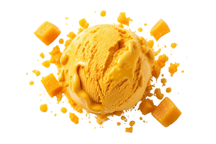 Scoop of creamy mango ice cream