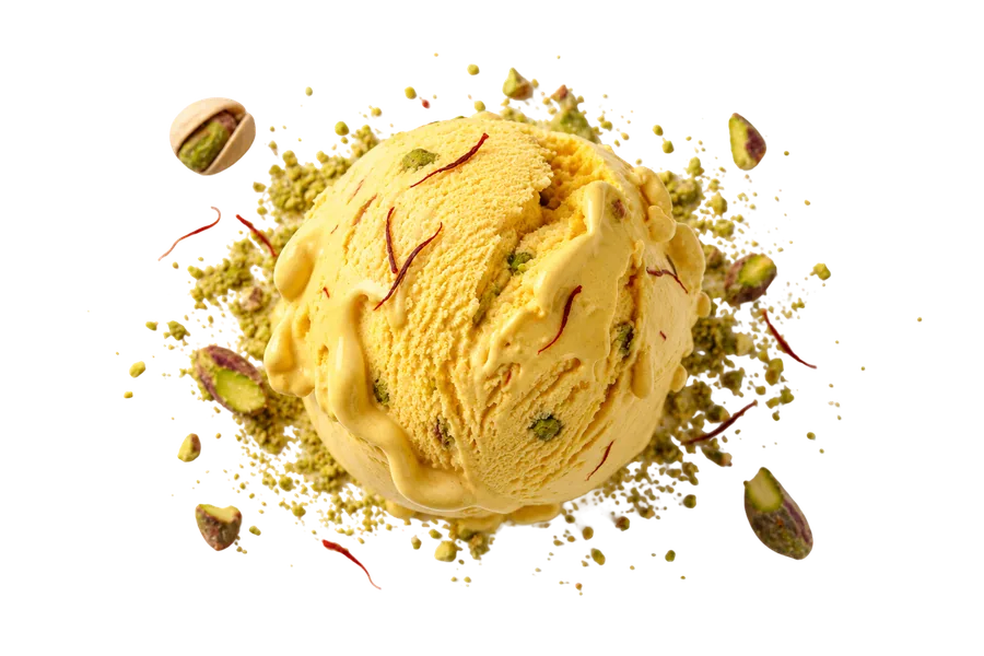 Scoop of saffron pistachio ice cream
